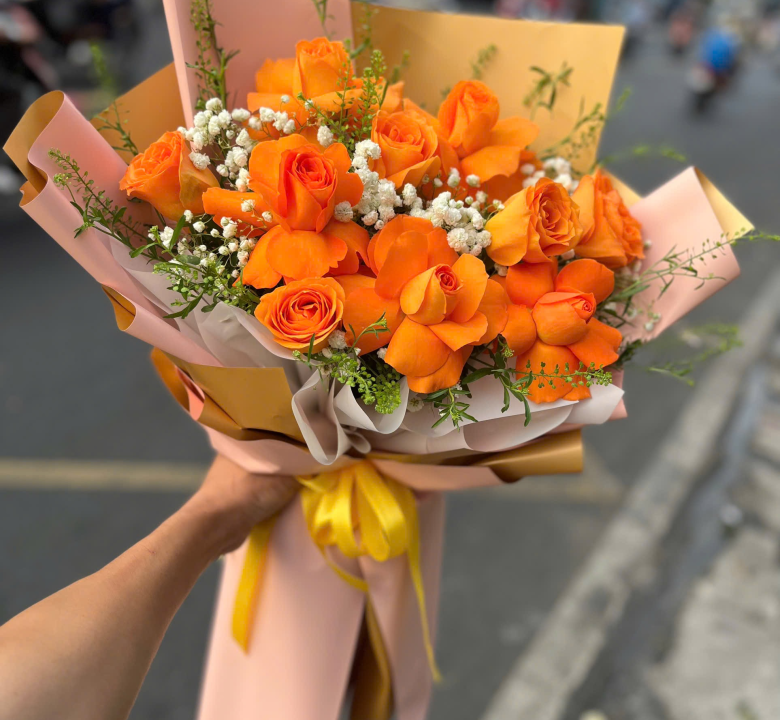 Bó hoa hồng cam cà rốt 01-45