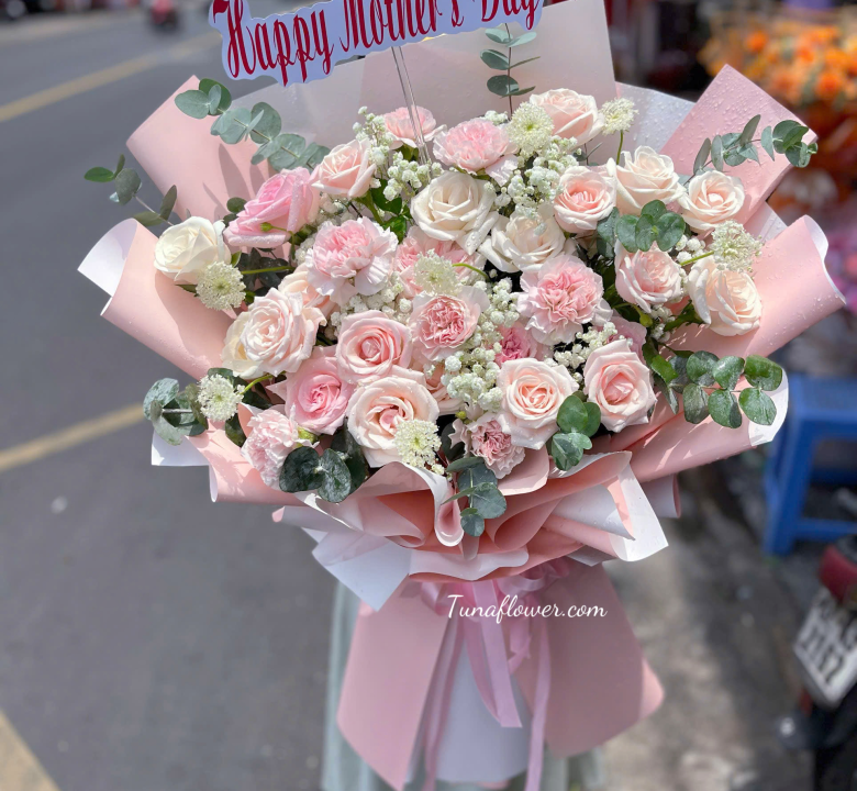 Bó hoa hồng pink ohara 08-07
