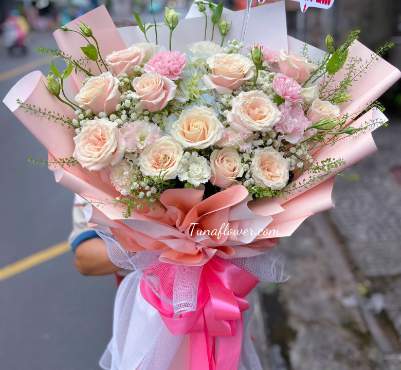 Bó hoa hồng pink ohara 08-06