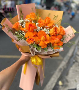 Bó hoa hồng cam cà rốt 01-45