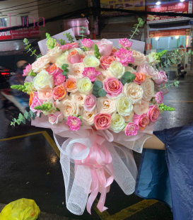 Bó hoa tone cam đào 01-02