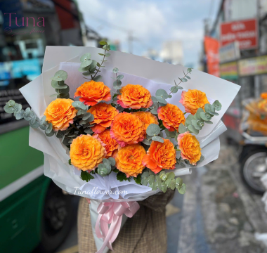 Bó hoa hồng cam spirit 01-01