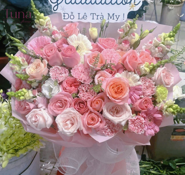 Bó hoa tone hồng cam 01-02
