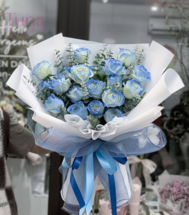 Bó hoa hồng tone xanh